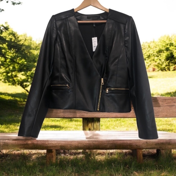 WHBM Faux Leather Moto Jacket - Picture 3 of 10